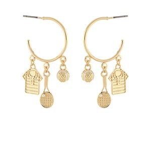 Tennis 3 Charm Dangle Hoops